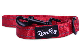 Поводок для собак LionPets со светоотражающими полосками (Красный) LP-710-2