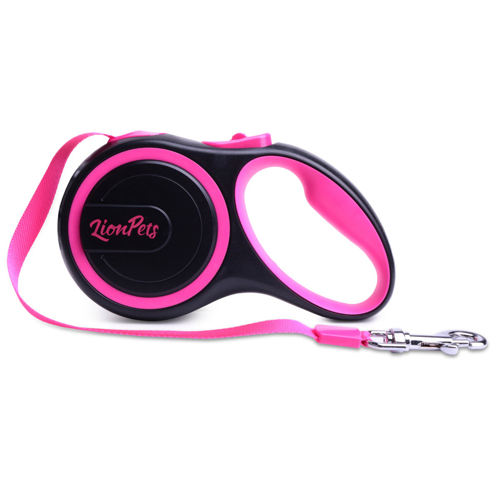 Поводок-рулетка LionPets (Чёрно-розовый) PR8805-8